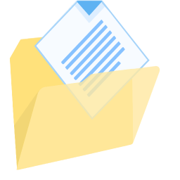 Yellow folder with blue document inside